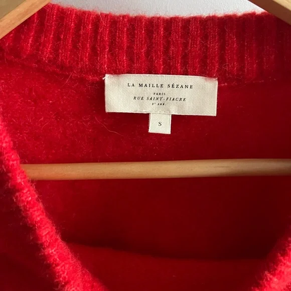 Sezane Vibrant Red Crew Neck Sweater - Picture 2 of 4